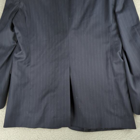 Hart Schaffner Marx Navy Blue Pinstripe Two Button Sport Coat Jacket Men's‎ 46L - Picture 6 of 10